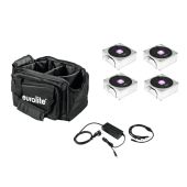 EUROLITE Set 4x AKKU IP Flat Light 1 chrome + Soft-Bag + Charger