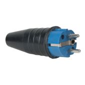 Rubber Schuko 230V/240V CEE7/VII Connector Male Blauw
