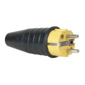 Rubber Schuko 230V/240V CEE7/VII Connector Male Geel