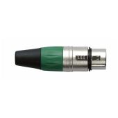 Dap XFK203NG Female XLR connector 3 polig nickel met Groene eindkap