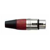 Dap XFK203NR Female XLR connector 3 polig nickel met Rode eindkap