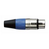 Dap XFK203NB Female XLR connector 3 polig nickel met Blauwe eindkap