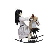 EUROPALMS Halloween Figure Girl on rocking Horse, animated, 72cm