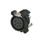 Neutrik XLR 5 polig Chassis Female Silver contacts, ABS housing, Vertical PCB mount