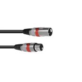OMNITRONIC XLR Kabel male / female 3polig 1,5 mtr zwart met rode ring markering
