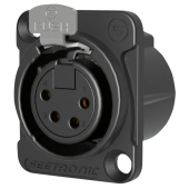 Seetronic MK4F2CBG XLR 4P Chassis, female Vergulde contacten - zwarte behuizing