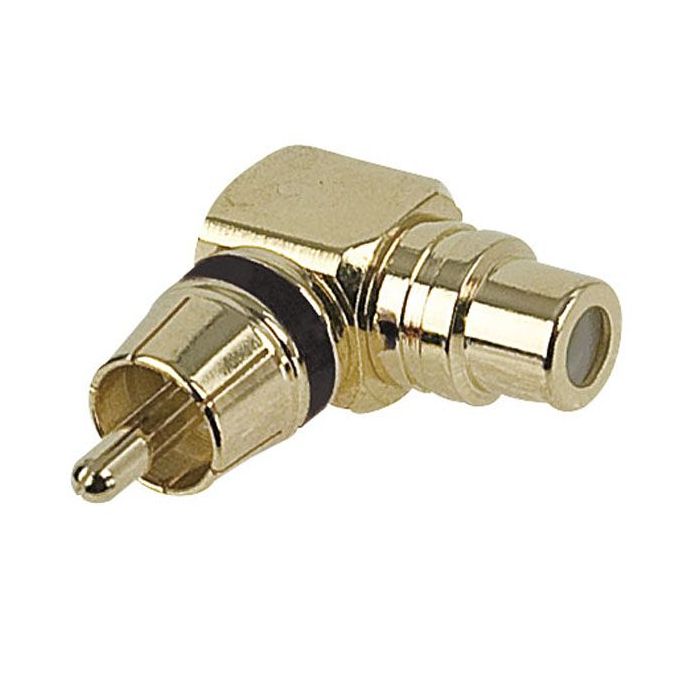 DAP-Audio RCA Male RCA Female 90° adapter Black Ring haakse cinch verloop