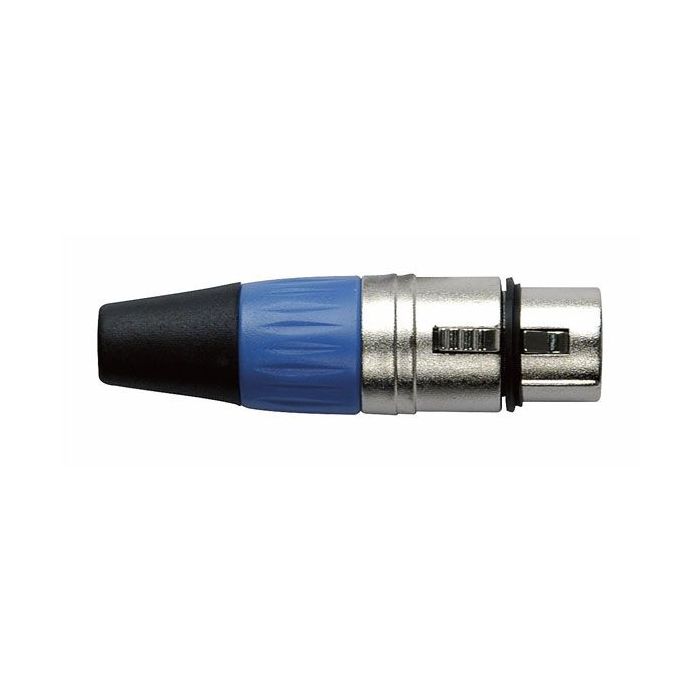 Dap XFK203NB Female XLR connector 3 polig nickel met Blauwe eindkap