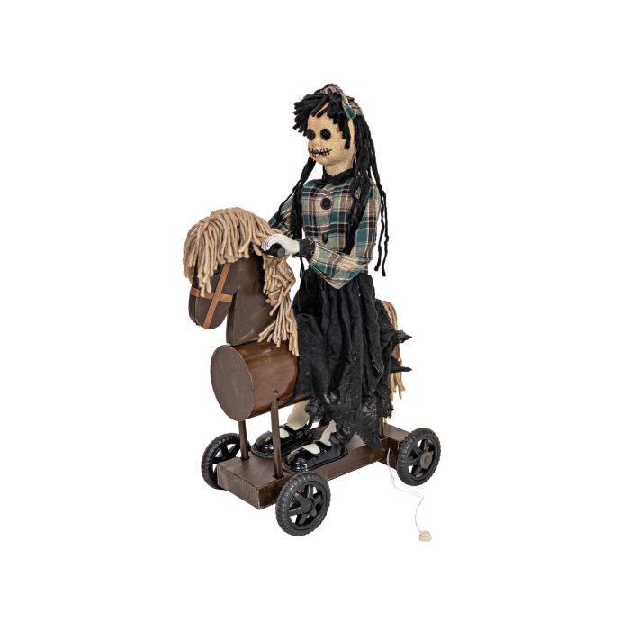 EUROPALMS Halloween Figure Girl on Pony, animated, 90cm