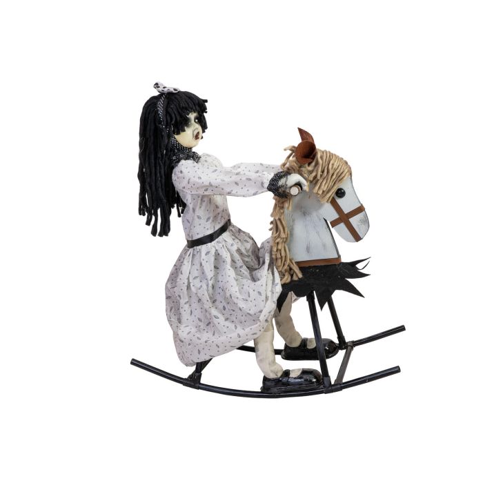 EUROPALMS Halloween Figure Girl on rocking Horse, animated, 72cm