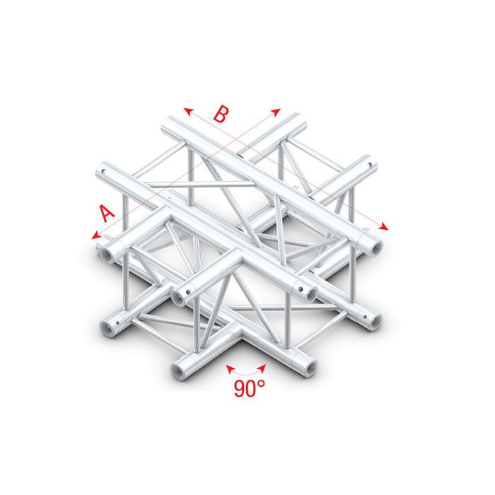 Milos Pro-30 Square G Truss - T-Cross + Down 4-way - 50 cm QLU40sp - 90° corner - silver - G