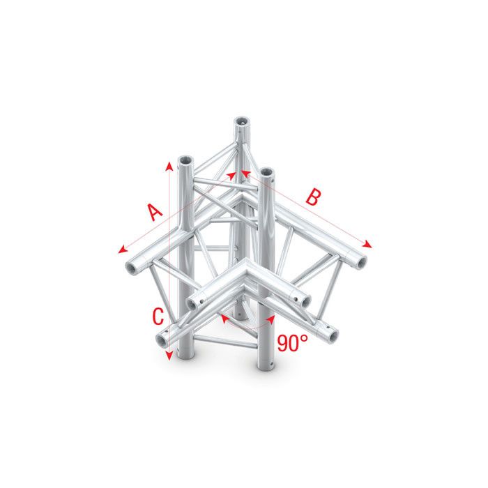Milos Pro-30 Triangle F Truss - 3-way horizontal - 50 cm ATF36sp - 90° corner - silver - F