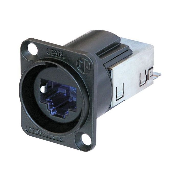 Neutrik Ethercon CAT-6 D-size , D-vormige CAT6-paneelconnector met zwarte verchroomde behuizing