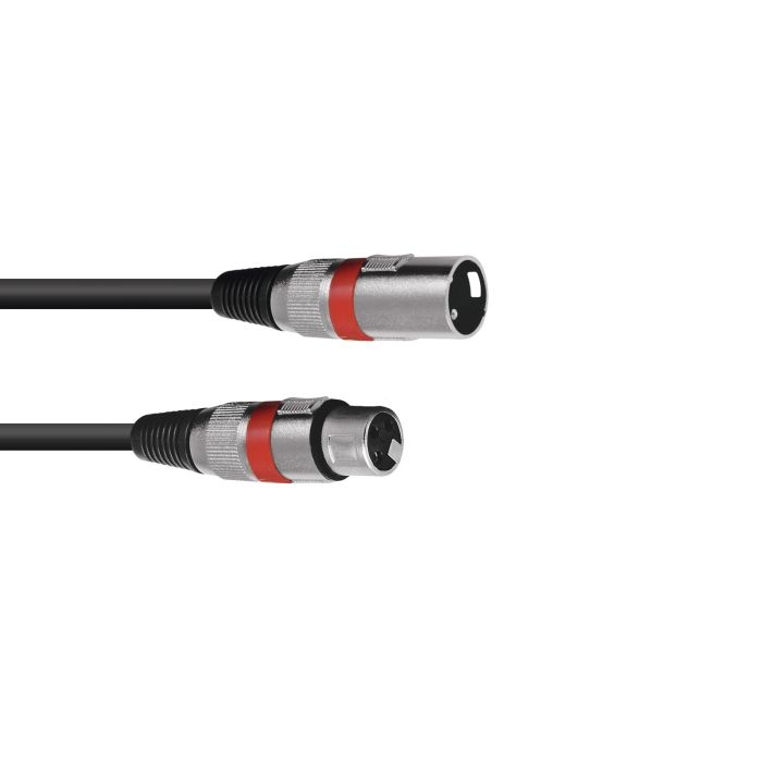 OMNITRONIC XLR Kabel male / female 3polig 1,5 mtr zwart met rode ring markering