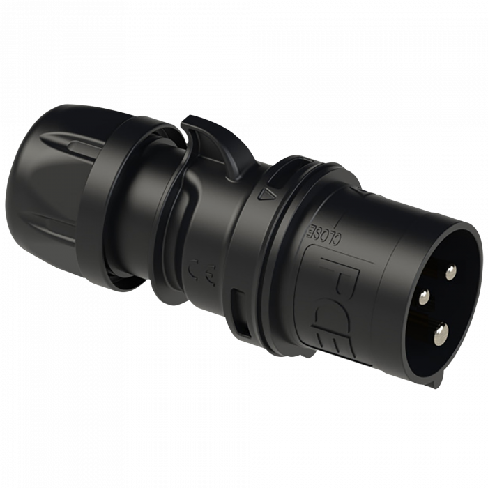 PCE CEE 32 A/240 V 3P Connector Male Zwart - SHARK-serie