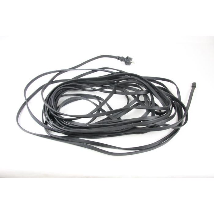 Prikkabel zwarte flatcable met stekker, 100 mtr met waterproof connector eind ip65
