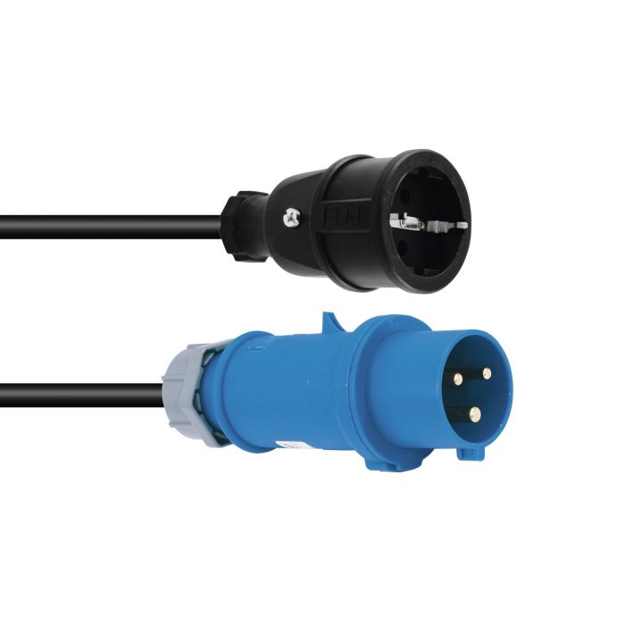 PSSO Adapterkabel van CEE Camping stekker naar contra shuko 1,5mtr