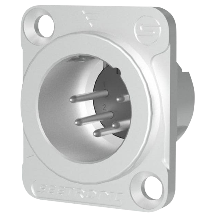 Seetronic MJ5F2C XLR 5P Chassis - male Verzilverde contacten - nikkelen behuizing