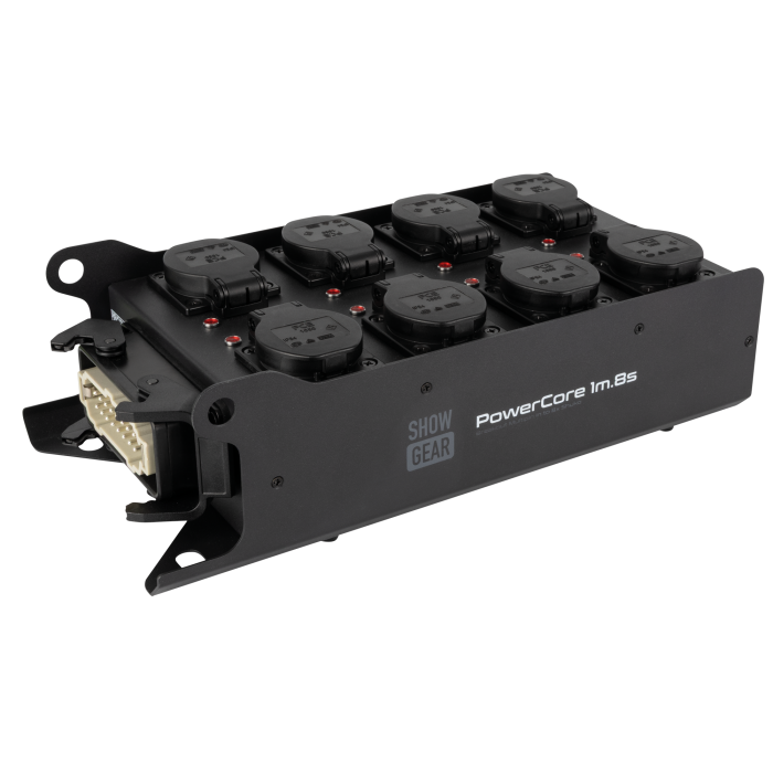 Showgear PowerCore 1m.8s Breakout Multipin H16 in naar 8x Schuko