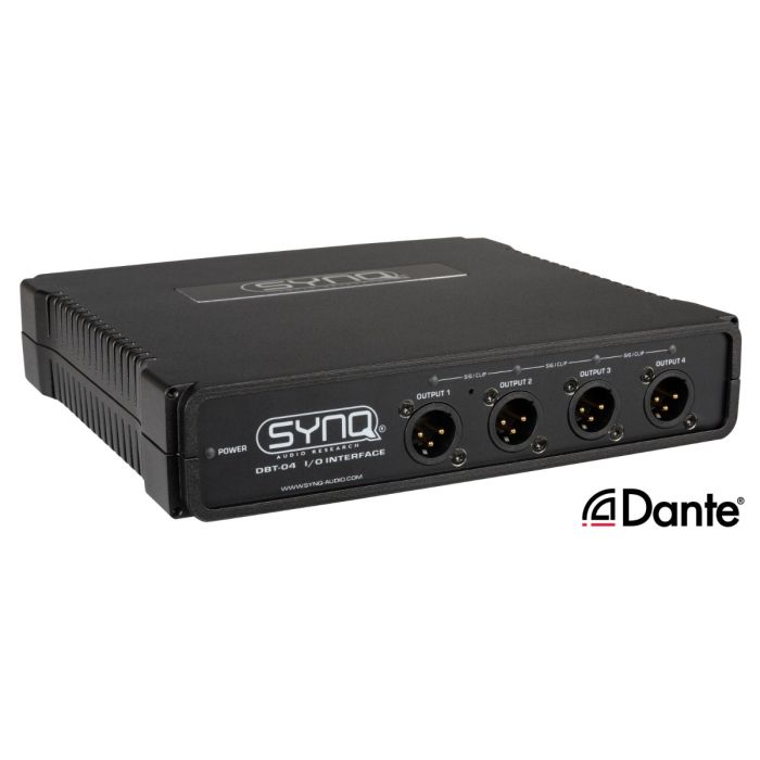 Synq DBT-04 Hoogwaardige analoge / DANTE®-netwerkaudiobrug touring-toepassingen met 4 analoge uitgangen