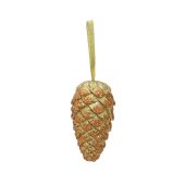 EUROPALMS Pinecone ( Eikel) hanger , glitter, goud, 18cm