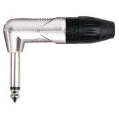 Dap Mono Haakse Jack connector X-type Nikkel met zwarte eindkap