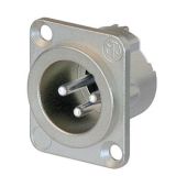 Neutrik XLR 3p. Chassis Male Zilveren contactpunten, nikkelen behuizing