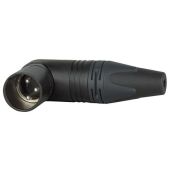 Neutrik XLR 3p. 90° Connector Male Zilveren contactpunten, zwartmetalen behuizing