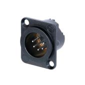 Neutrik XLR 5p. Chassis Male Silver contacts, Black metal housing