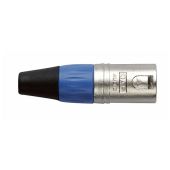 Dap XMK203NU XLR 3polig male xlr plug  nickel behuizing Blauwe eindkap