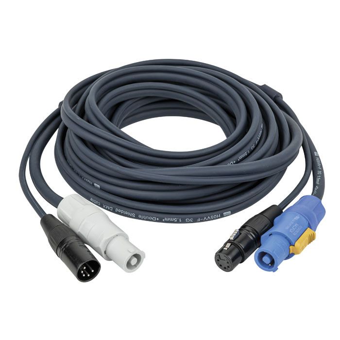 DAP FP18 Hybrid Cable - powerCON & 5-pin XLR - DMX / Power 10 m, Blue jacket