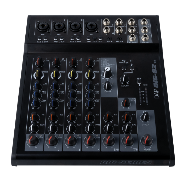 DAP GIG-82 V2
8-channel analogue mixer with FX