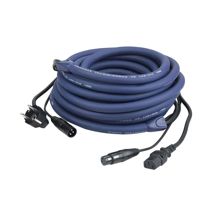 DAP FP0415 - Schuko/XLR M - IEC/XLR F 15 m LICHT voeding-/signaalkabel