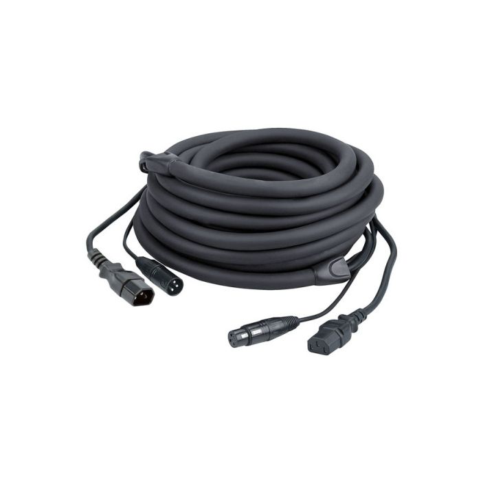 DAP FP123 - IEC/XLR Male naar IEC/XLR Female 3mtr power+dmx zwart