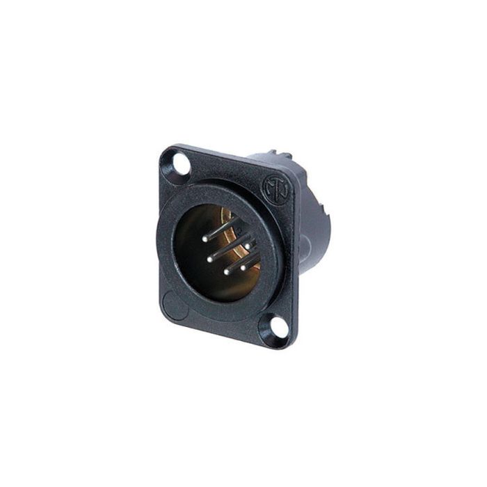 Neutrik XLR 5p. Chassis Male Silver contacts, Black metal housing