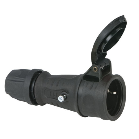 Showtec Solid Rubber Connector Female PCE, Black, IP44