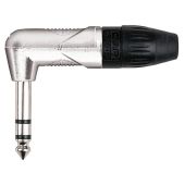 Dap Stereo Haakse Jack connector X-type nikkel met zwarte eindkap