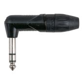Dap Stereo Haakse Jack connector X-type Zwart met zwarte eindkap