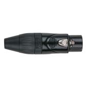Dap XLR conector 3 polig female  X- Zwart met zwarte eindkap