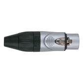 Dap XLR conector 3 polig female X- Nikel met zwarte eindkap