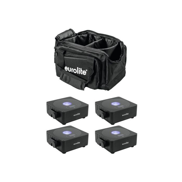 EUROLITE Set 4x AKKU Flat Light 1 black + Soft-Bag