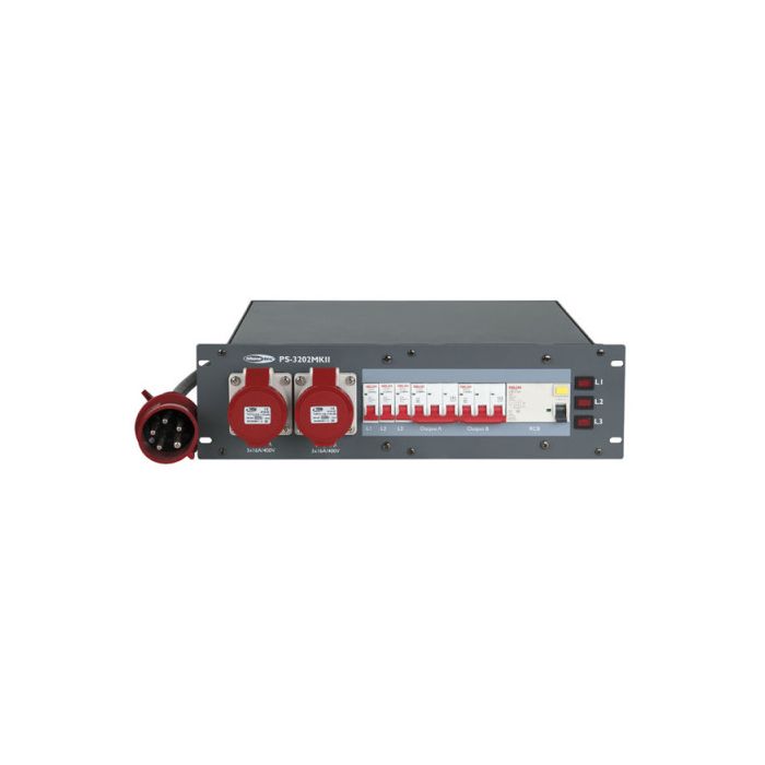 Showgear PS-3202 MKII
32A CEE In - 2 x 16A CEE Out + 6 x Schuko 