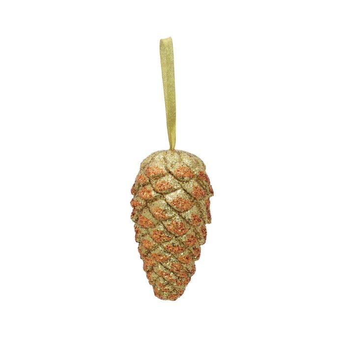 EUROPALMS Pinecone ( Eikel) hanger , glitter, goud, 18cm