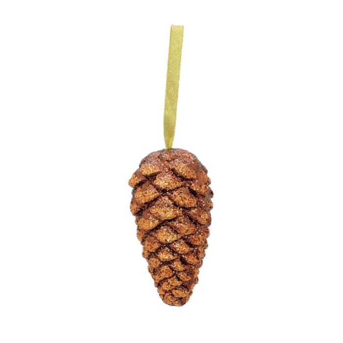EUROPALMS Pinecone hanger, glitter, koper, 18cm