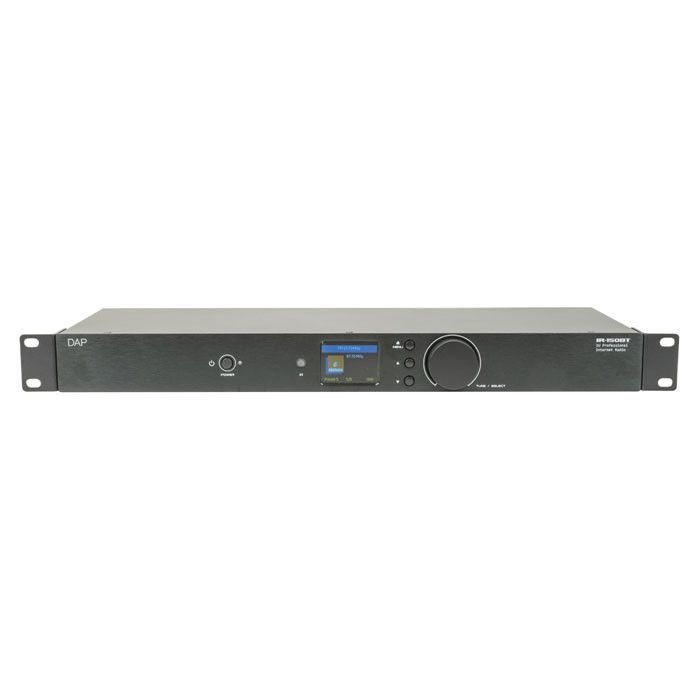 DAP IR-150BT Media Player
1HE mixer met Wi-Fi radio (DAB+) en draadloze audio (Bluetooth verbinding)