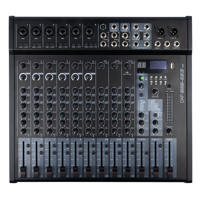 DAP GIG-123 V2
12-channel analogue mixer with FX