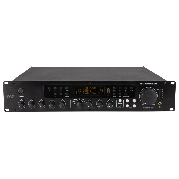 DAP ZA-9250DAB 250 W 100 V 4-Zone Mixer Amplifier