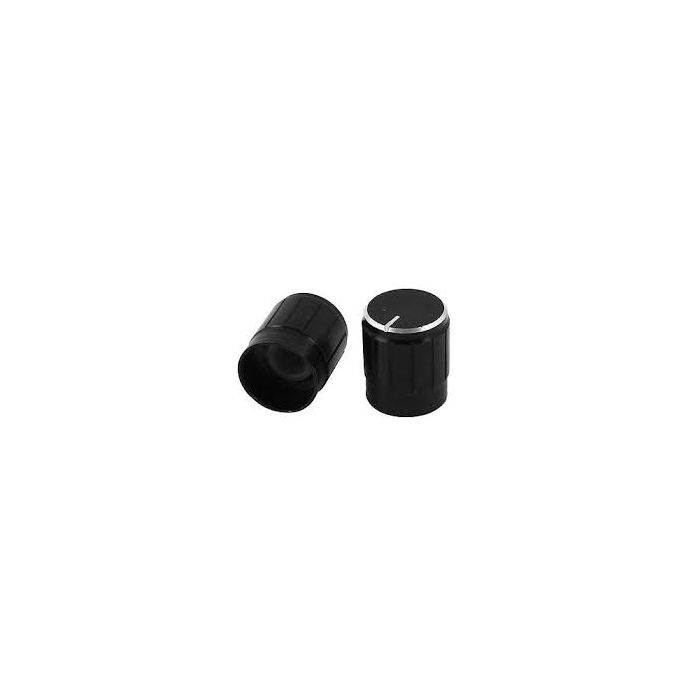 Aluminium potrmeter knop zwart 6mm binnen diameter
