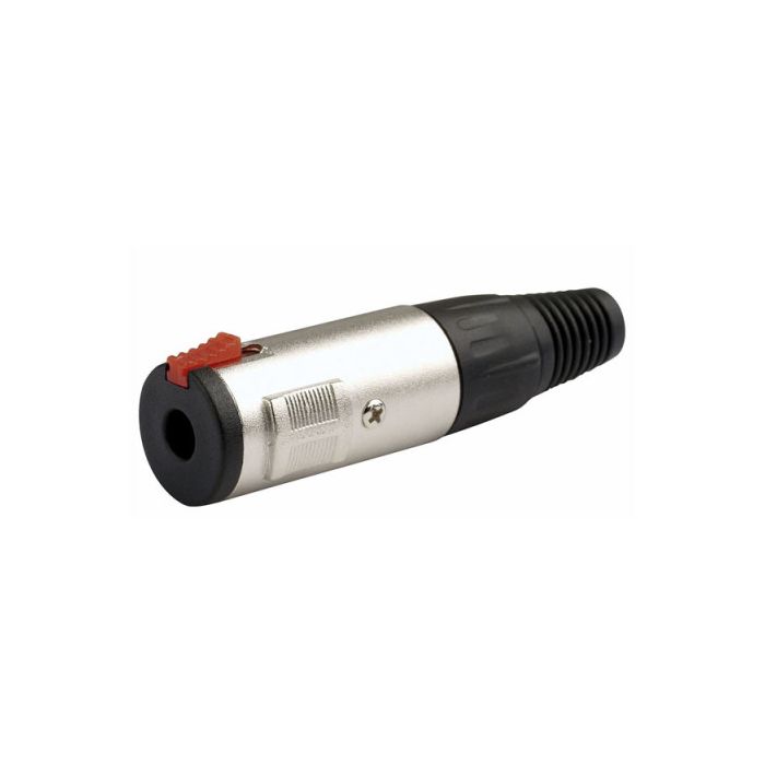 Jack Female locking Plug, Nickel housing, Black endcap