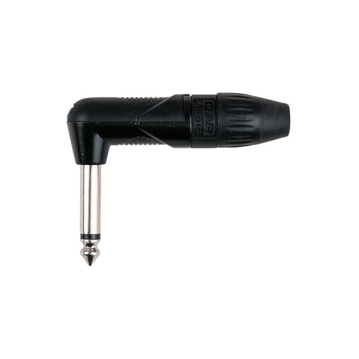 Dap Mono Haakse Jack connector X-type Zwart met zwarte eindkap
